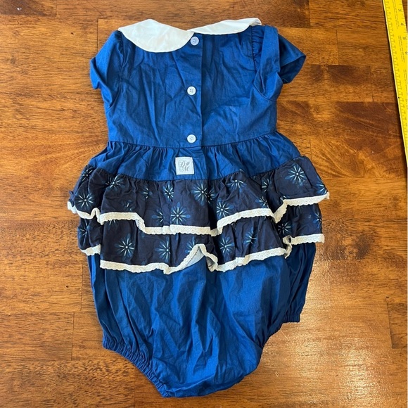 Darling Mae RicRac Ruffles Nativity Blue Ruffle bubble size 3T - Picture 3 of 6